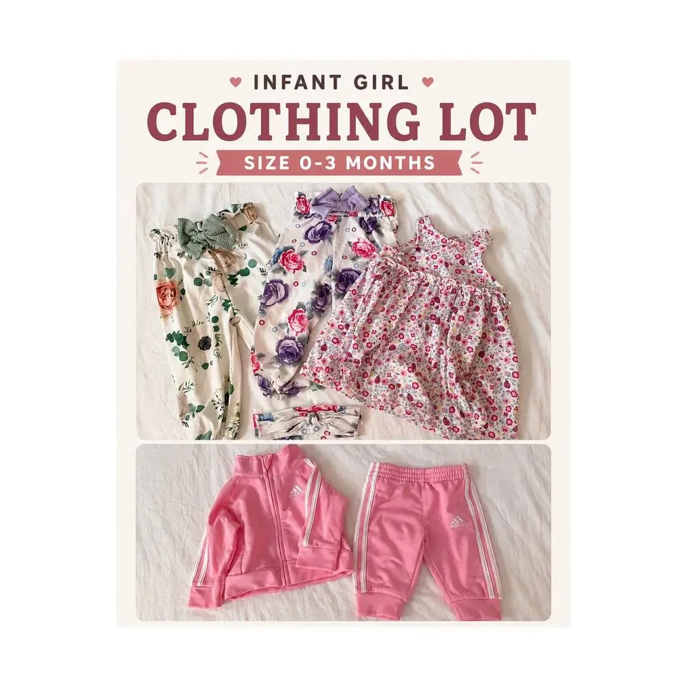 Infant Girl Clothing Lot 0-3 Months Baby Girl Clothes Outfit Bundle Adidas EUC
